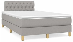 vidaXL Cama box spring c/ colchão e LED 120x190 cm tecido cinza-claro