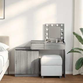 vidaXL Toucador com LED 115x37x110,5 cm cinzento sonoma