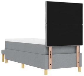 Cama Box com Colchão e Banco Cinza Claro 80x200 cm Tecido