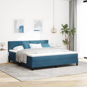 Cama Box com Colchão vidaXL Azul Escuro Super King Veludo