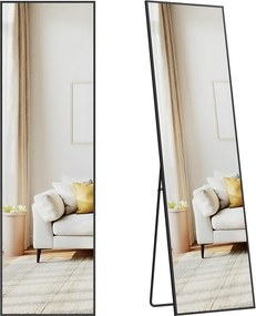 Espelho Pé de corpo inteiro com 150 x 40 cm e moldura resistente e Vidro temperado Preto 