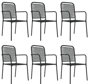 7 pcs conjunto de jantar p/ jardim corda de algodão e aço preto