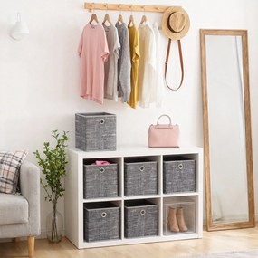 Conjunto de 6 Caixas organizadoras, em tecido não tecido com pega 26 x 26 x 28 cm Cinza