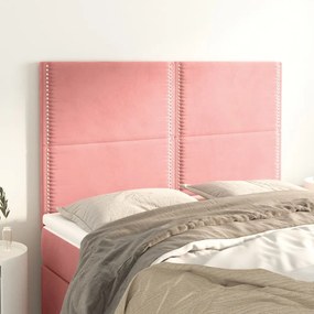 vidaXL Cabeceira de cama 4 pcs veludo 72x5x78/88 cm rosa