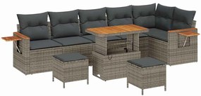 Conjunto de Sofá de Jardim vidaXL com Almofadas Cinza Poliratan Acácia