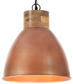 vidaXL Candeeiro teto industrial 46cm E27 ferro cobre e madeira maciça