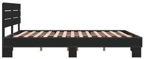 Estrutura de cama 150x200 cm derivados de madeira/metal preto