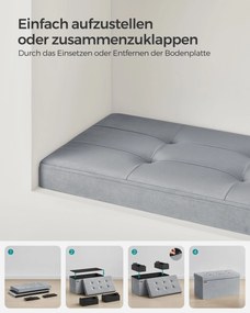 Banco entrada ou quarto arrumação carregável até 300 kg 38 x 76 x 38 cm Cinzento Claro