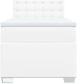 Cama com molas/colchão 100x200 cm couro artificial branco