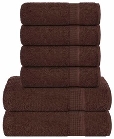 vidaXL 6pcs Conjunto toalhas banho 360 gsm 100% algodão castanho