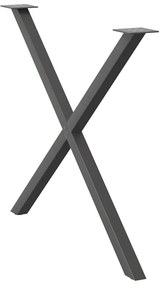 Pés para mesa de jantar em formato de X, 2 peças, antracite, 90x (72-7