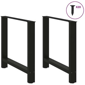 Pés para mesa de jantar pretos 2 peças 70x(72-73) cm aço