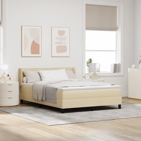 Cama Box Spring vidaXL com Colchão Creme 140x190 cm Tecido