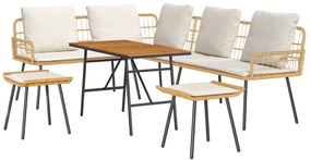vidaXL Conjunto de Sofá de Jardim 4 pcs Bege vime PE