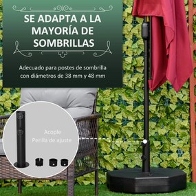 Outsunny Base para Chapéu de Sol Portátil Base para Chapéu de Sol Recarregável para Mastros de Φ3,8cm e Φ4,8cm Preto