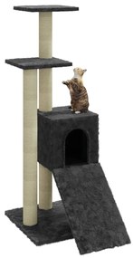Árvore p/ gatos c/ postes arranhadores sisal 92 cm cinza-escuro