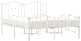 Estrutura de cama com cabeceira e pés 140x190 cm metal branco