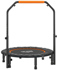 HOMCOM Trampolim Fitness Ø102 Trampolim Dobrável com Pega Ajustável em 4 Níveis Estrutura de Aço Preto e Laranja | Aosom Portugal