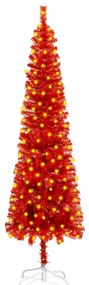 vidaXL Árvore de Natal pré-iluminada fina 210 cm vermelho