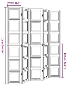 Biombo com 5 painéis madeira de paulownia maciça branco
