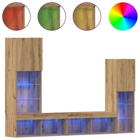 Armário para TV vidaXL com Luzes LED Carvalho Artesanal 40.5x30x102 cm