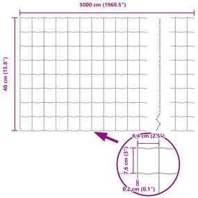 Euro Fence com 22 Postes U Cinza 0,4x50 m Aço