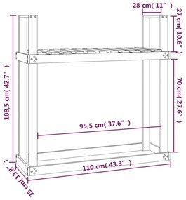 Suporte para lenha 110x35x108,5 cm madeira de pinho maciça