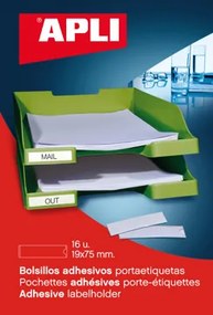 Bolsas Porta Etiquetas Autocolantes 19x75mm Transparente – Pack 16 Folhas