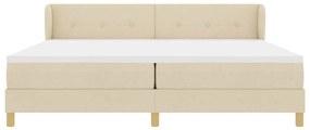 Cama Box Spring com Colchão crème 200x200 cm em Tecido