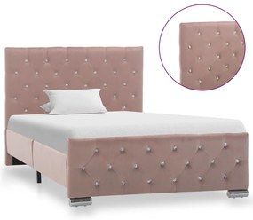 Estrutura de cama 100x200 cm veludo rosa