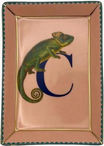Bandeja decorativa em porcelana fine bone china Chameleon