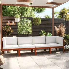 vidaXL Banco de jardim 4 lugares c/ almofadão madeira de acácia maciça