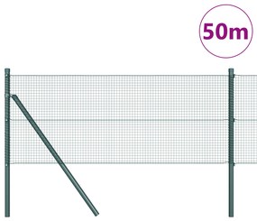 Cerca de Arame Soldado com 13 Postes Verde 0.6x50 m Aço