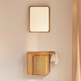 Conjunto De Móveis De Banheiro Suspensos Em Madeira De Teca Georgy Madeira De Teca & Sem Lavatório & Rectangular Com Armazenamento Em - Sklum