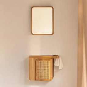 Conjunto De Móvel De Casa De Banho Suspenso 60x40 Cm Em Madeira De Teca Georgy Madeira De Teca & Sem Lavatório & Rectangular Esquina - Sklum