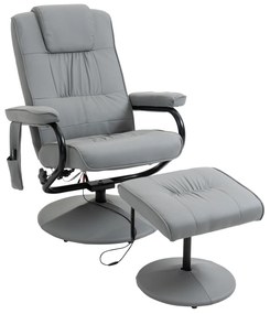 Poltrona de Massagem com Banco Poltrona Relax Giratório Reclinável 145° com 10 Pontos de Massagem 77x84x102 cm Cinza