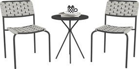 Outsunny Conjunto de Móveis de Jardim em Polyrattan, Lounge Exterior para 2 Pessoas, 3 Peças 2 Cadeiras, Mesa Grau | Aosom Portugal