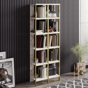 Estante Polka – Dourado e Branco – 32,2 cm x 178,5 cm x 31,3 cm