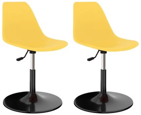 Cadeiras de jantar giratórias 2 pcs PP amarelo