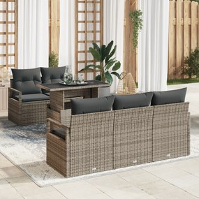 Conjunto de Sofá para Jardim vidaXL 6 Peças com Almofadas Rattan Polip