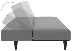 Sofá-cama de 2 lugares veludo cinzento-claro