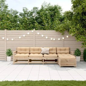 5 pcs conjunto lounge de jardim c/ almofadões pinho maciço