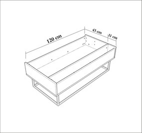 Mesa de Centro Est – Nogueira Preta – 120x43x60 cm