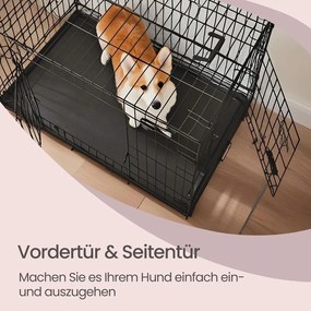 Gaiola dobrável para cães com 2 portas 92,5 x 57,5 x 64 cm preto