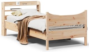 vidaXL Estrutura de cama com cabeceira 90x200 cm pinho maciço