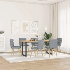 Cadeiras de jantar 6 pcs tecido cinzento-claro