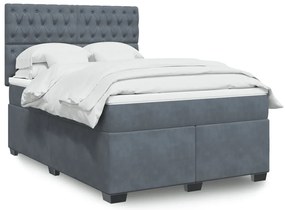 vidaXL Cama com molas/colchão 140x190 cm veludo cinzento-escuro
