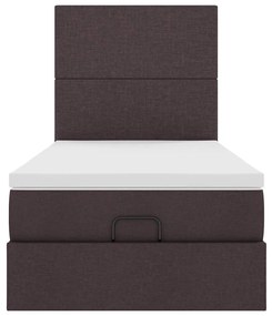 Cama otomana com colchão 90x200 cm tecido castanho escuro