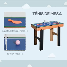 Mesa Multijogos 4 em 1 de Jogos para Crianças acima de 6 Anos Matraquilho Mesa de Bilhar Ping-Pong 87x43x73 cm Madeira e Preto
