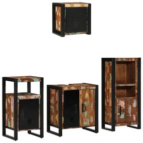 vidaXL Conjunto de Móveis para Banheiro com prateleira com armazenamento com porta 4 pcs
